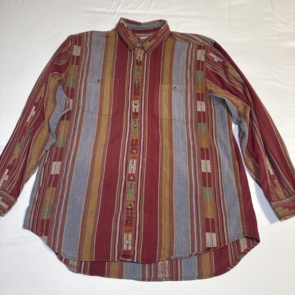 VINTAGE THE TERRITORY AHEAD Aztec Southwestern Mens XXL Tall Long Sleeve Shirt - Picture 1 of 14